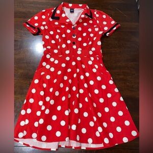 Disney Red A-Line Dress with Peter Pan Collar